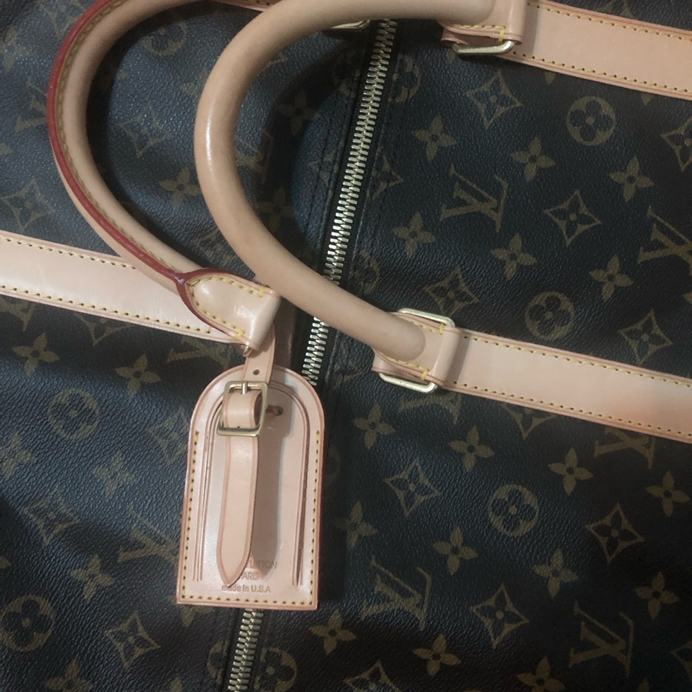 Louis Vuitton Brown and Tan Travel Bag with Monogram Canvas